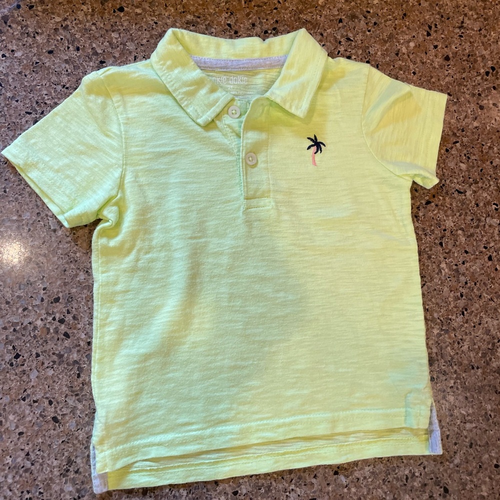 Okie Dokie Lime Green Kids Polo with Palm Tree